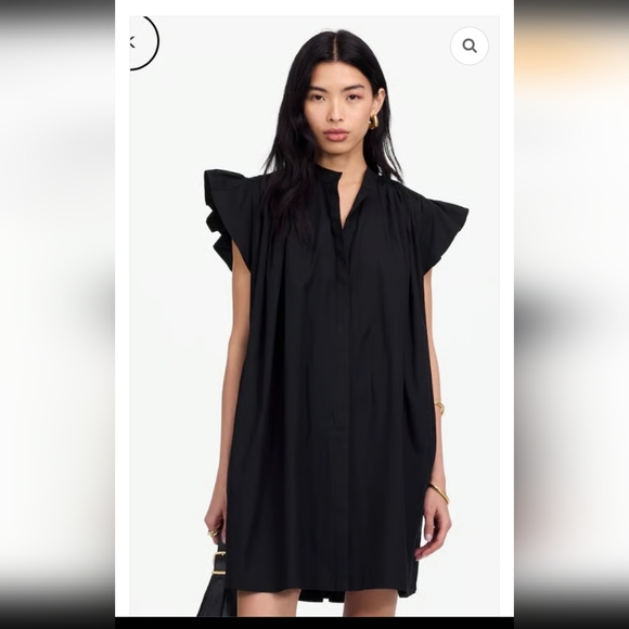 Madewell Dresses & Skirts - Madewell Flutter Sleeve Button-Front Mini Dress in Poplin Jet Black - XS - NWT